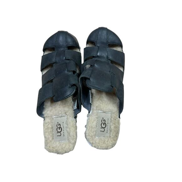 Ugg Fisherman Ore Clogs Sherpa lined Gaucho Black Shoes Sandals Size 5 - Picture 2 of 6